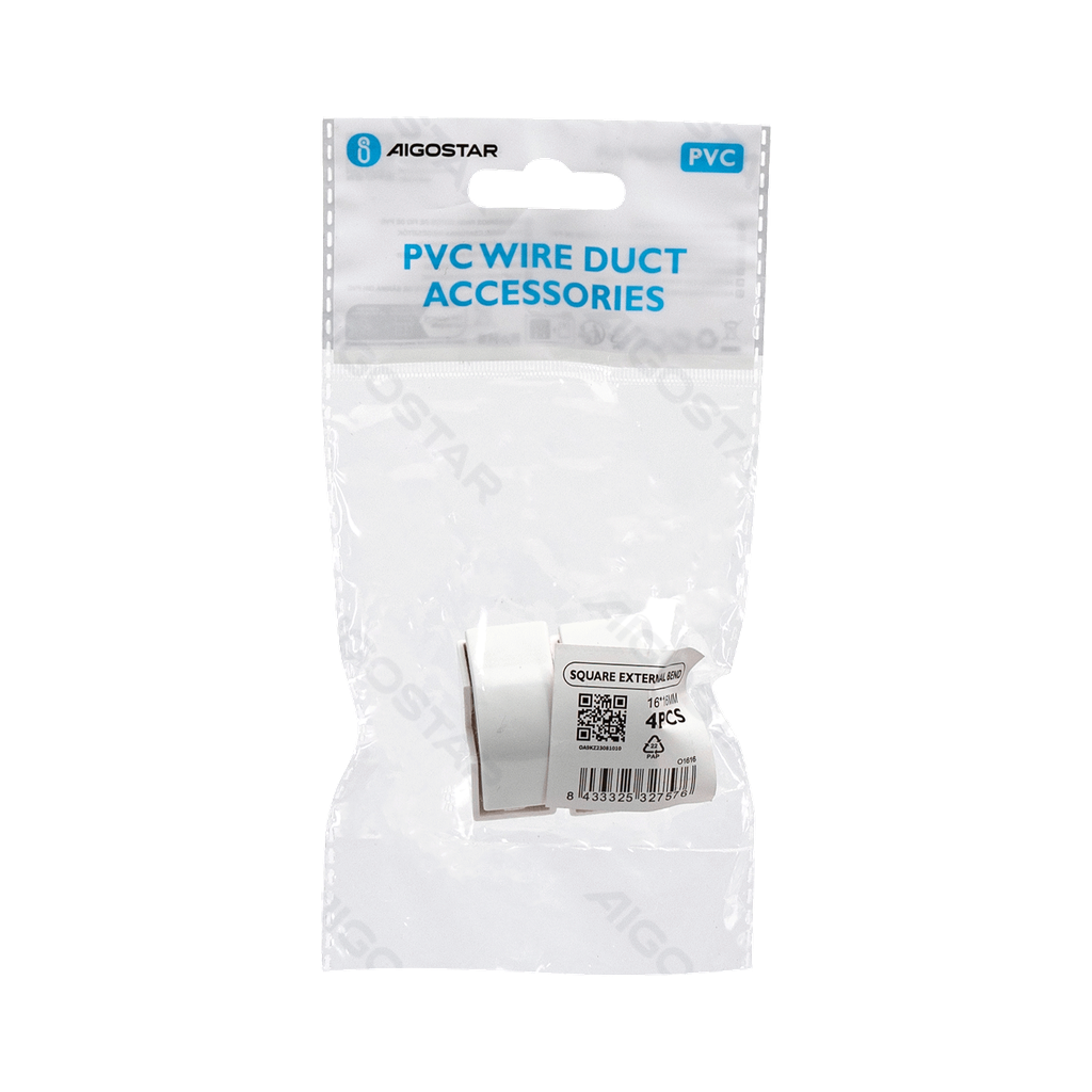 Goulotte Carrée PVC Coude Externe Blanc 16*16mm 4 unités