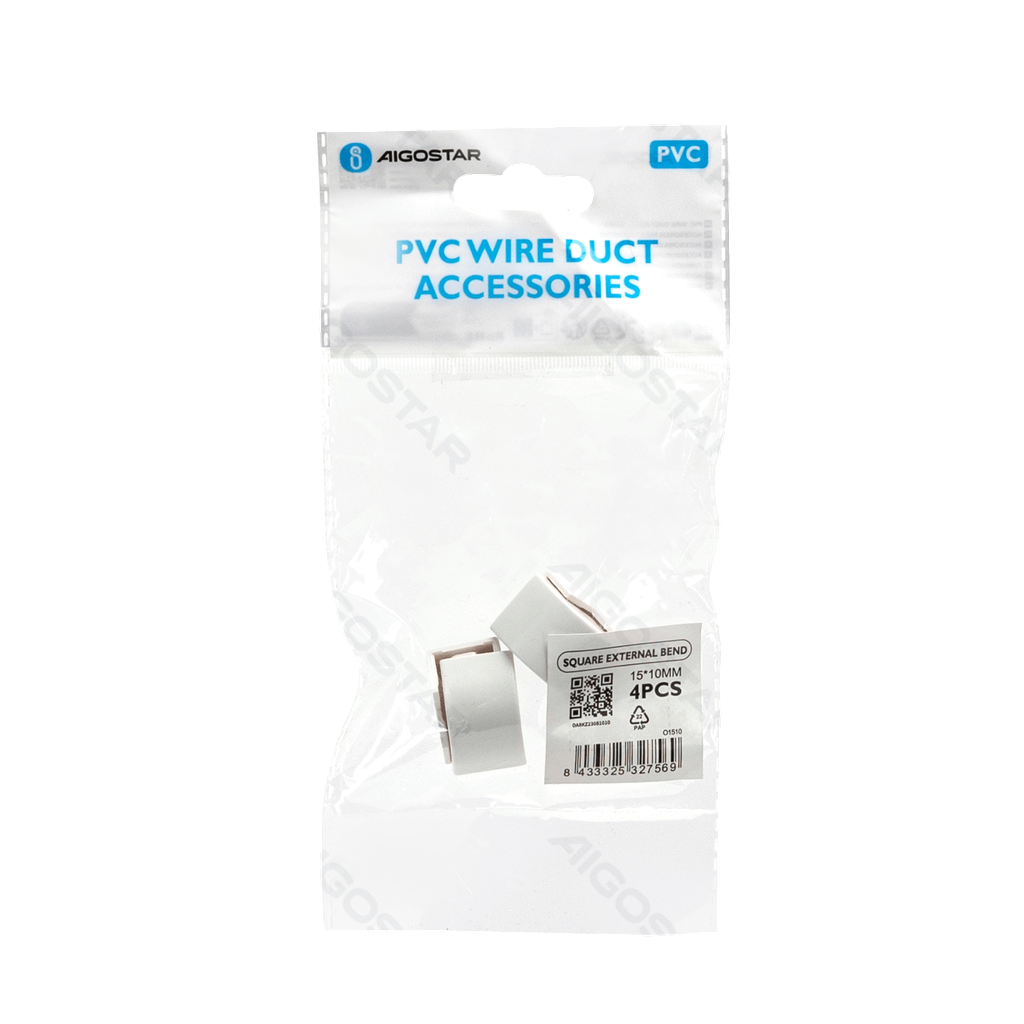 [B20104OA8] PVC Square Trunking External Bend White 15*10mm 4pcs