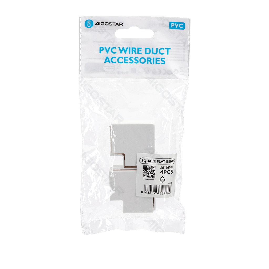 [B20104O9X] PVC Vierkante Kabelgoot Platte Bocht 25*16mm 4st