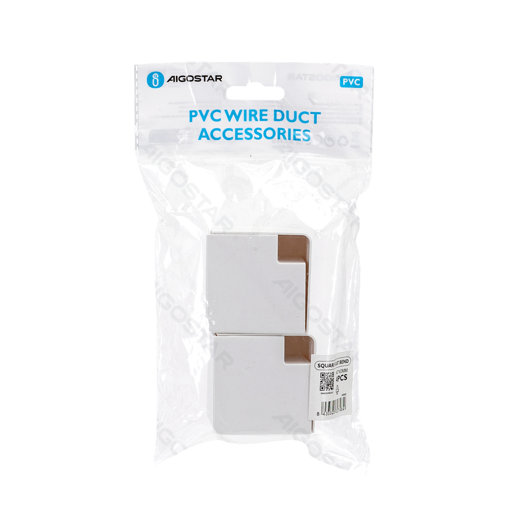 PVC Square Trunking Flat Bend White 40*40mm 4pcs
