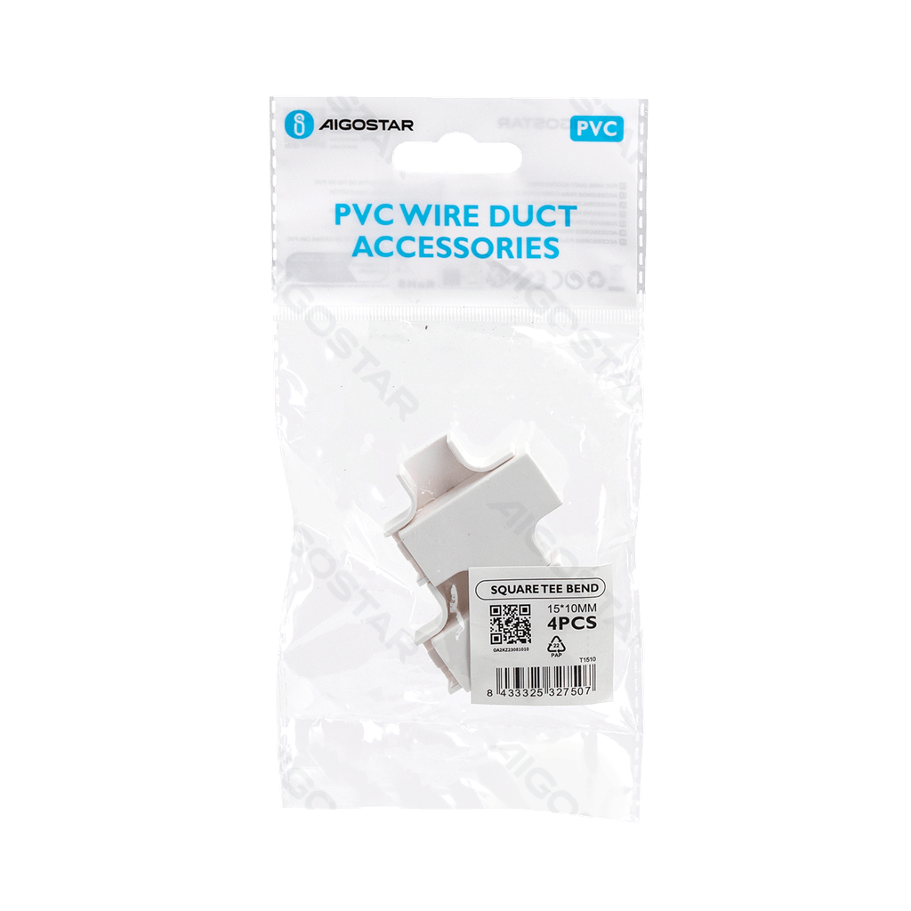Coude en T Carré en PVC Blanc 4 unités