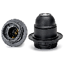 E27 plastic self-locking lamp holder, half-thread, black