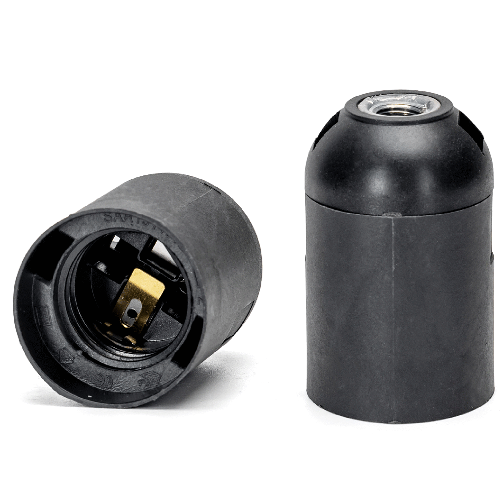 [B20102NE3] E27 kunststoffen zelfsluitende lamphouder zwart