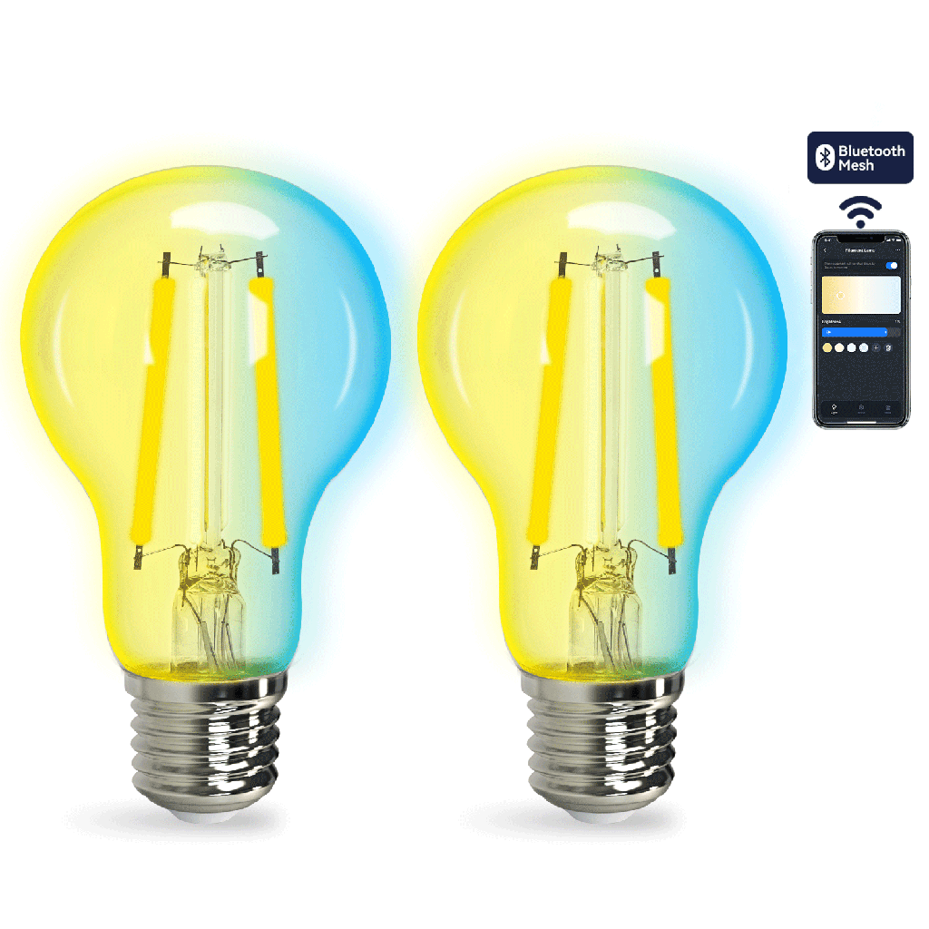[S10301NV5] Ampoule à filament intelligente Bluetooth Mesh A60 E27 6W CCT 2 unités ,avec télécommande