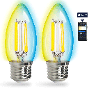 Bluetooth Mesh Smart Filament Bulb C35 4.5W CCT 2pcs ,with remote control