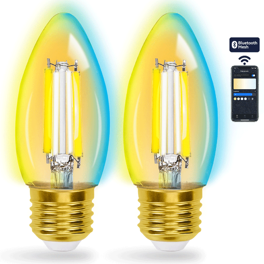 [S10301NW0] Bluetooth Mesh Smart Filament Bulb C35 4.5W 2pcs ,with remote control