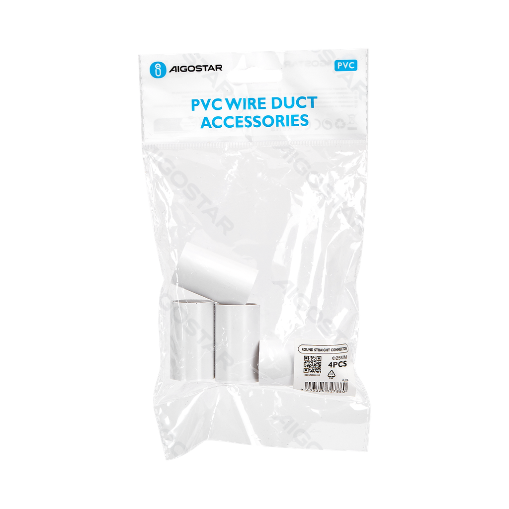 PVC Rond Draadkanaal Connector Wit 25mm 4ST