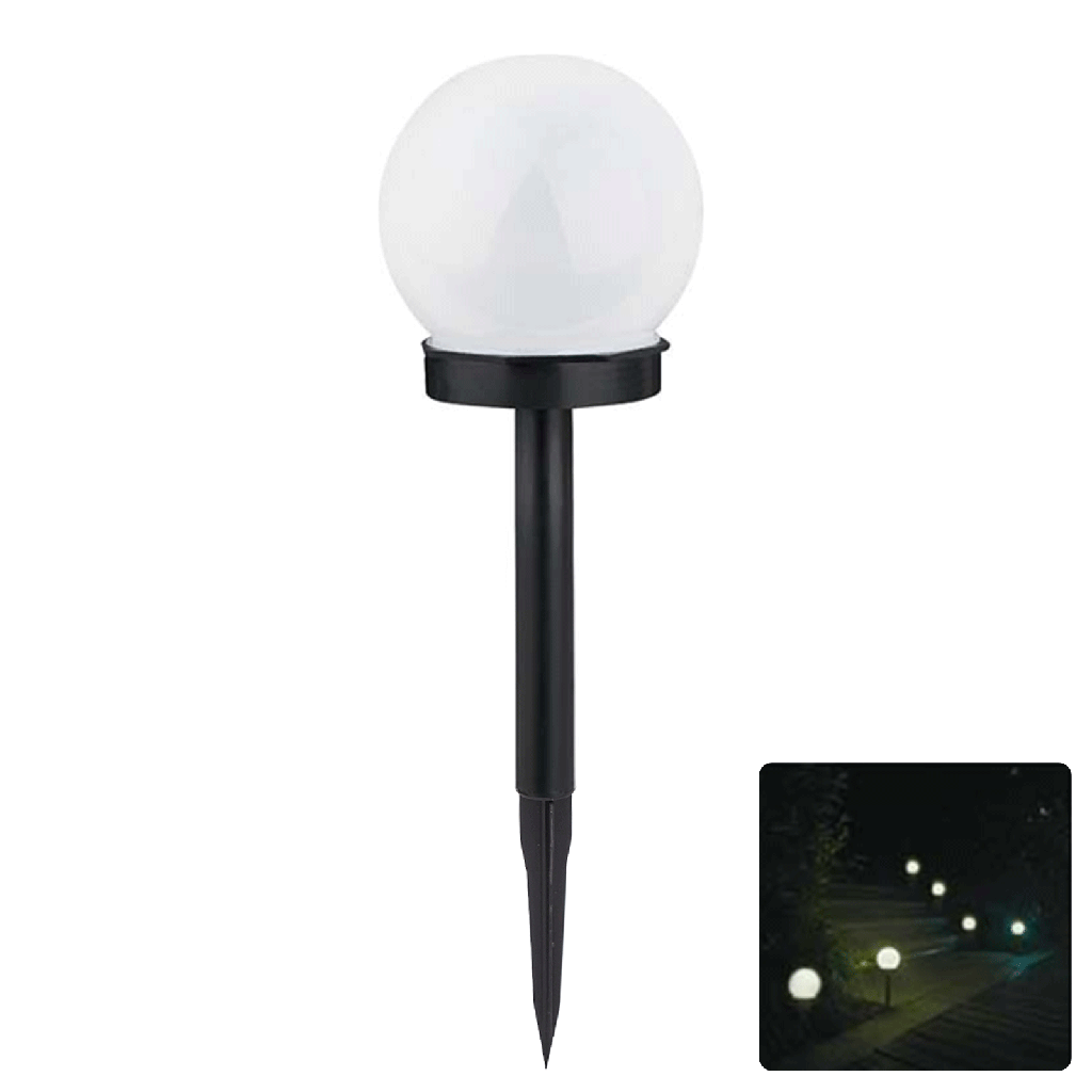 [B10201OP9] LED Solar Atmosphere Lawn Light Plastic Spherical 6500K