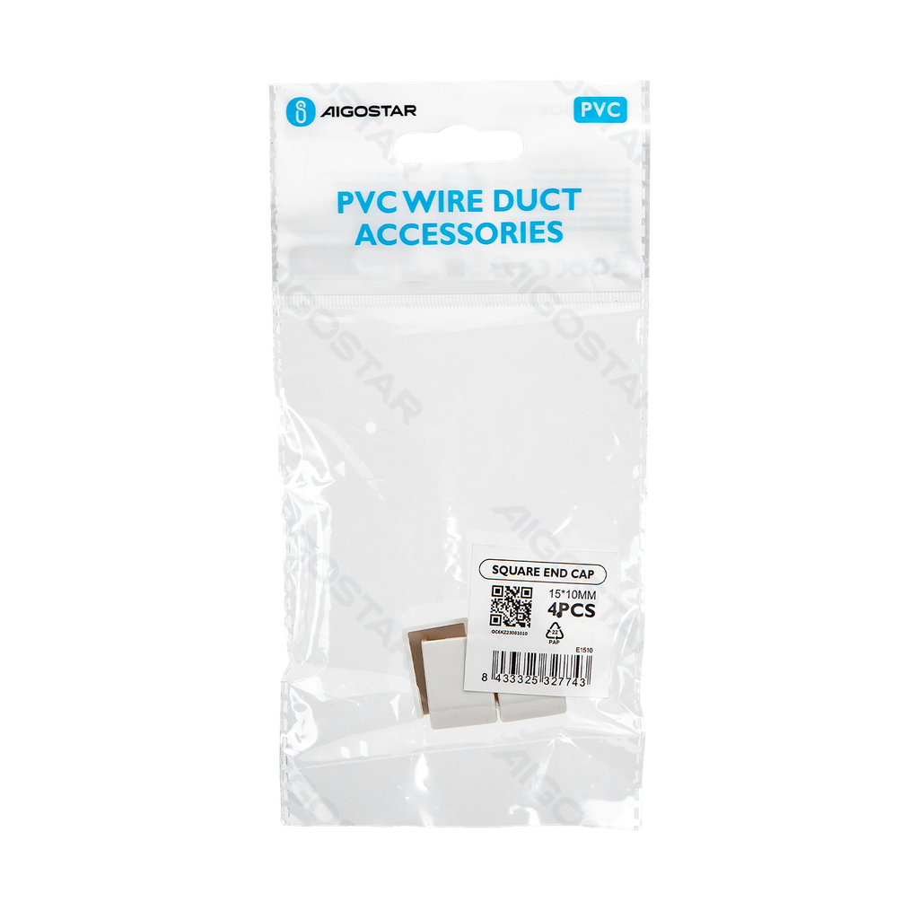 PVC Square Trunking End Cap White 15*10mm 4pcs