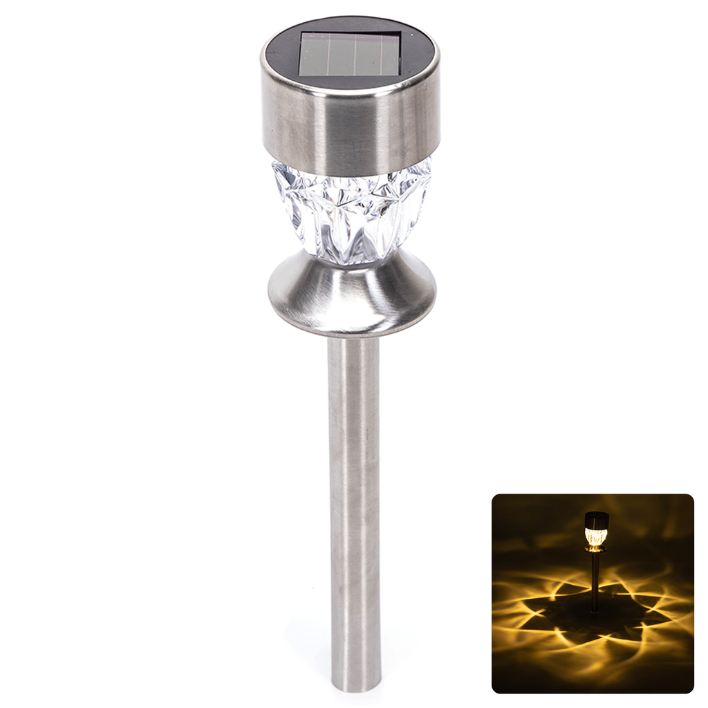 [B10201NN5] LED Solar Sfeervolle Gazonverlichting RVS Diamant 2700K