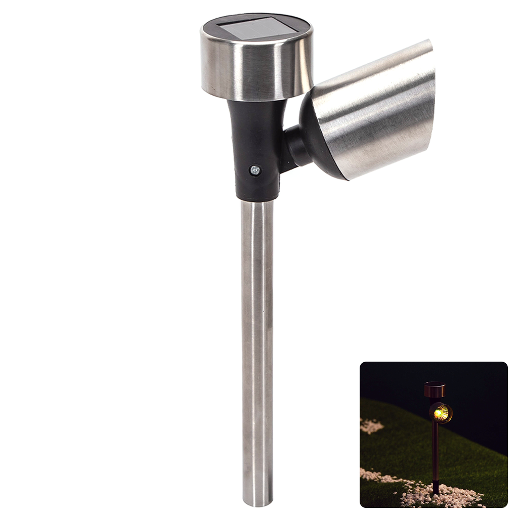 [B10201NN3] LED Solar Sfeervolle Gazonverlichting RVS Spotlight 2700K