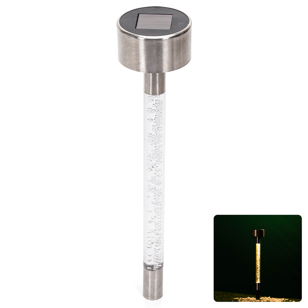 [B10201NN0] Lampe Solaire LED d'Ambiance en Acier Inoxydable Bâton à Bulles Insert au Sol 2700K