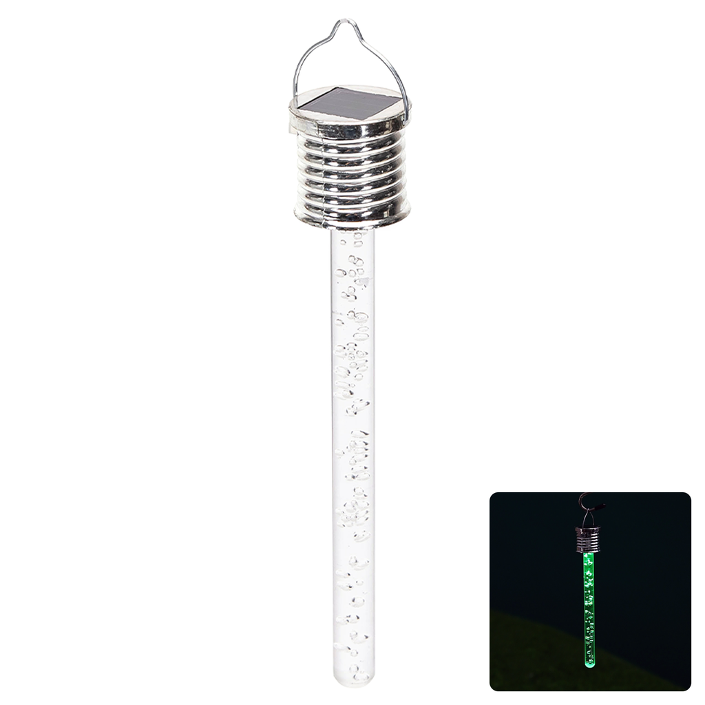 [B10201NM9] LED Solar Sfeervolle Gazonverlichting RVS Bubble Stick Hanglamp RGB
