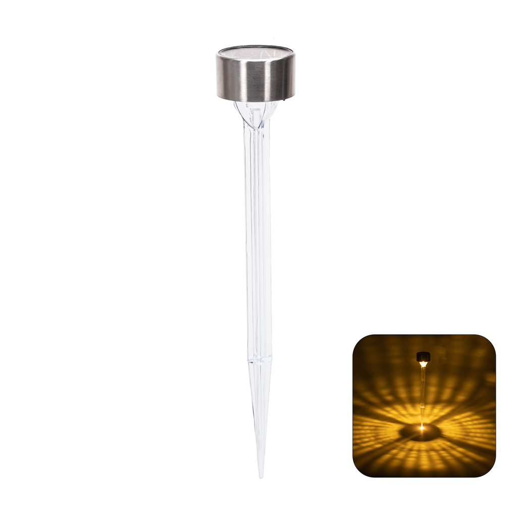 [B10201NN6] Lampe Solaire LED d'Ambiance en Acier Inoxydable Abat-jour Intégré 2700K