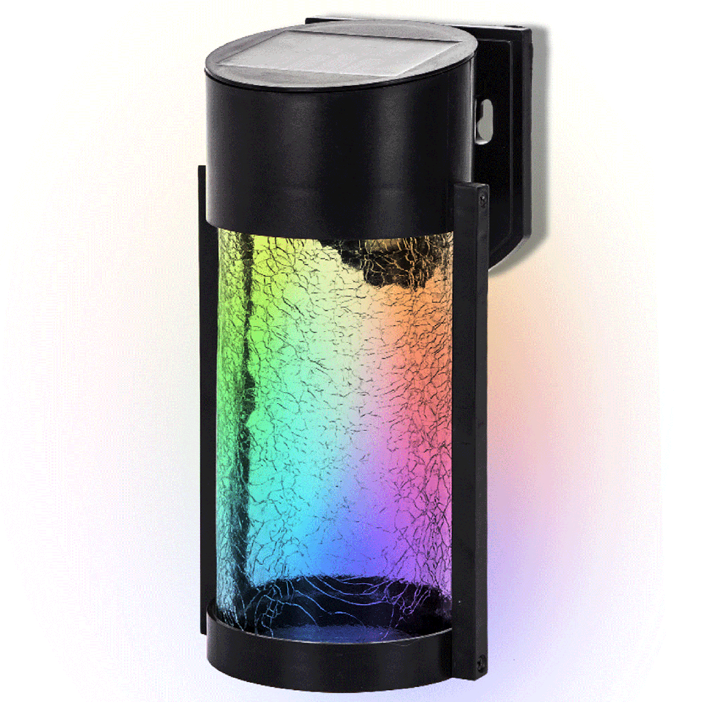 [B10201NP1] Solar wall lights Ambient Plastic Cracked glass RGB