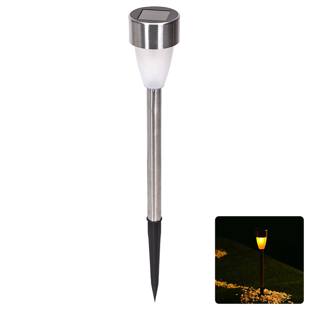 [B10201NL9] Aigostar LED Solar Sfeervolle Gazonverlichting RVS Vlam 2700K