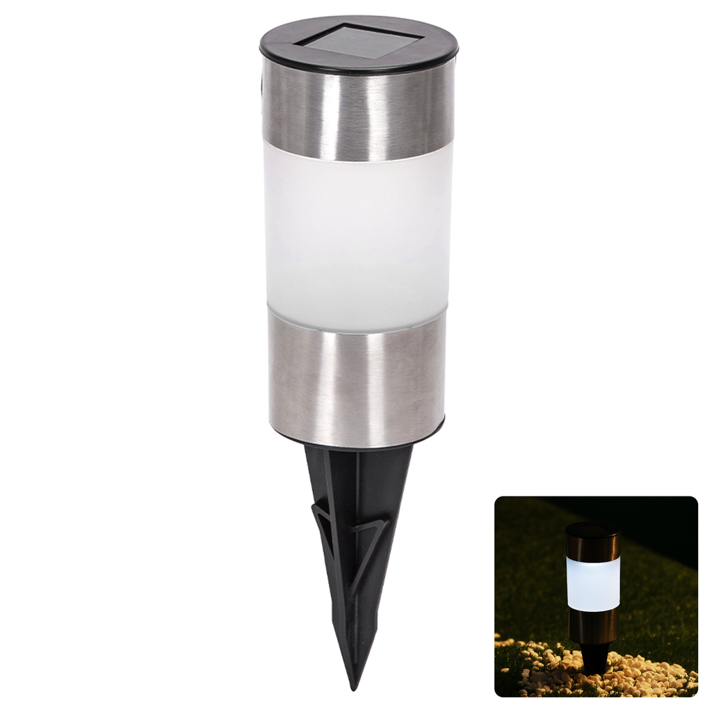 [B10201NL6] LED Solar Sfeervolle Gazonverlichting RVS Smalle Kolom 6500K