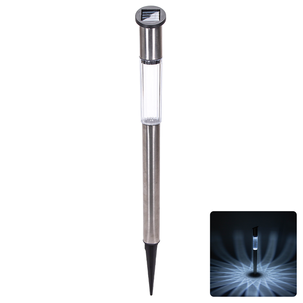 [B10201NL4] Lampe Solaire LED d'Ambiance en Acier Inoxydable à Haut Piquet 6500K