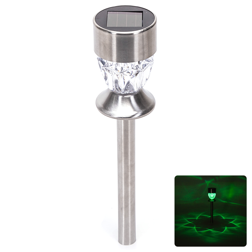 [B10201J9O] Lampe Solaire LED d'Ambiance en Acier Inoxydable Diamant RVB