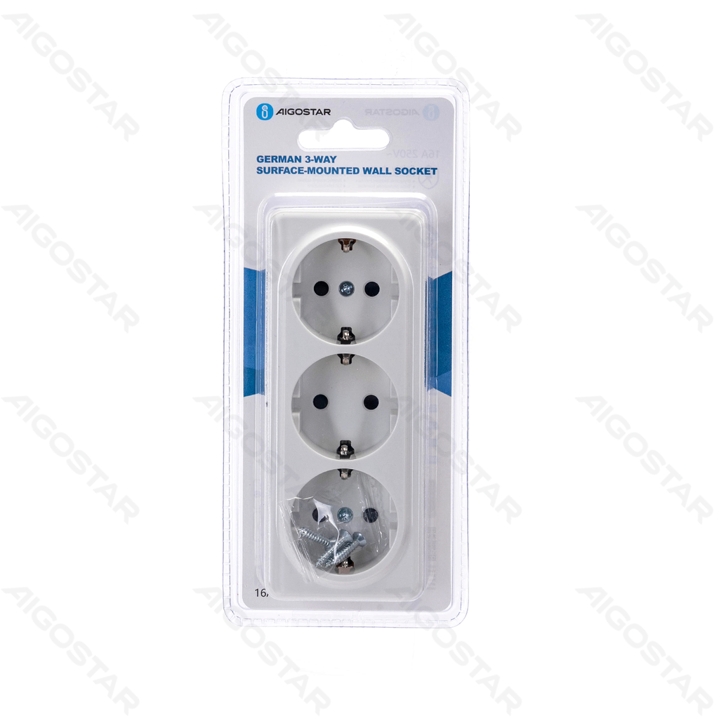Aigostar Duitse 3-voudige Opbouw Stekkerdoos Wit