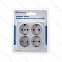 German 4-Way Surface-mounted Socket White