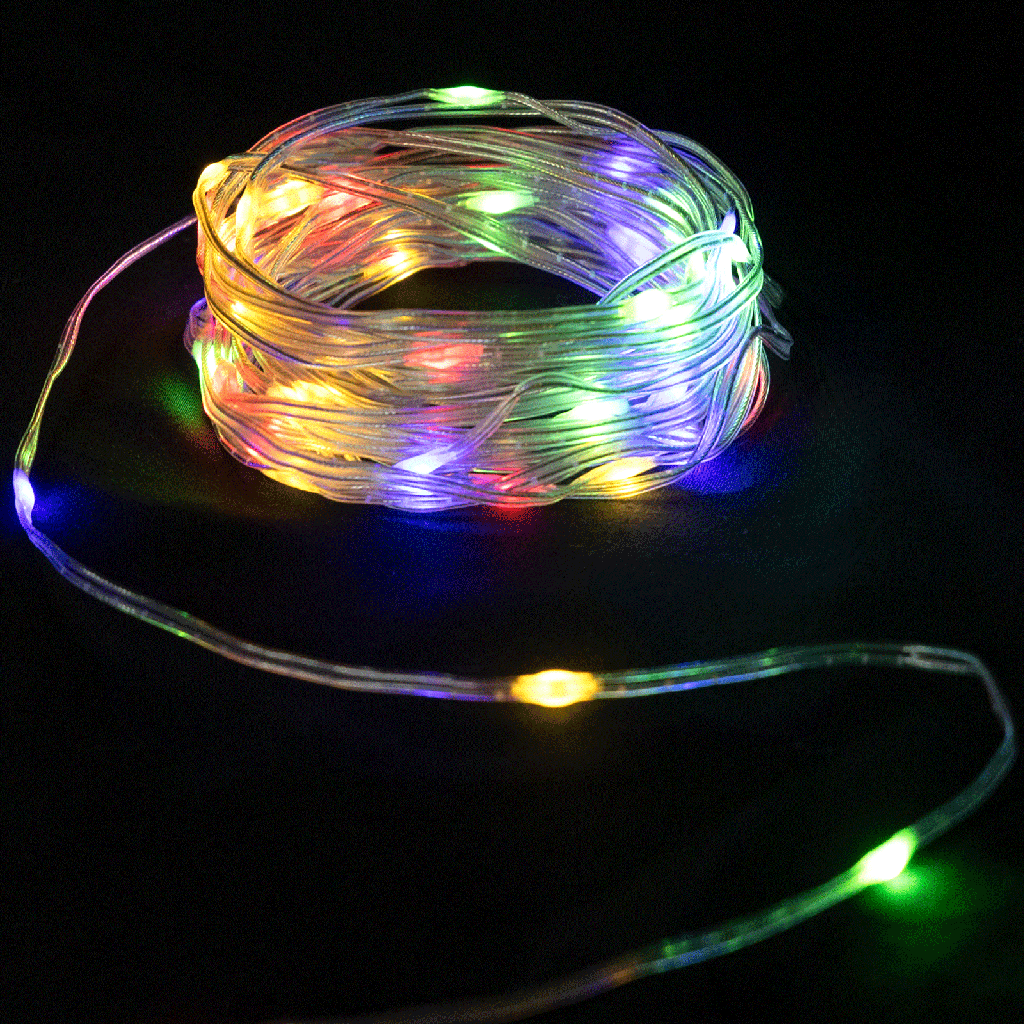 Guirlande lumineuse à piles 3AA (PVC & cuivre), RVBJ, 2m ,IP20 Intérieur