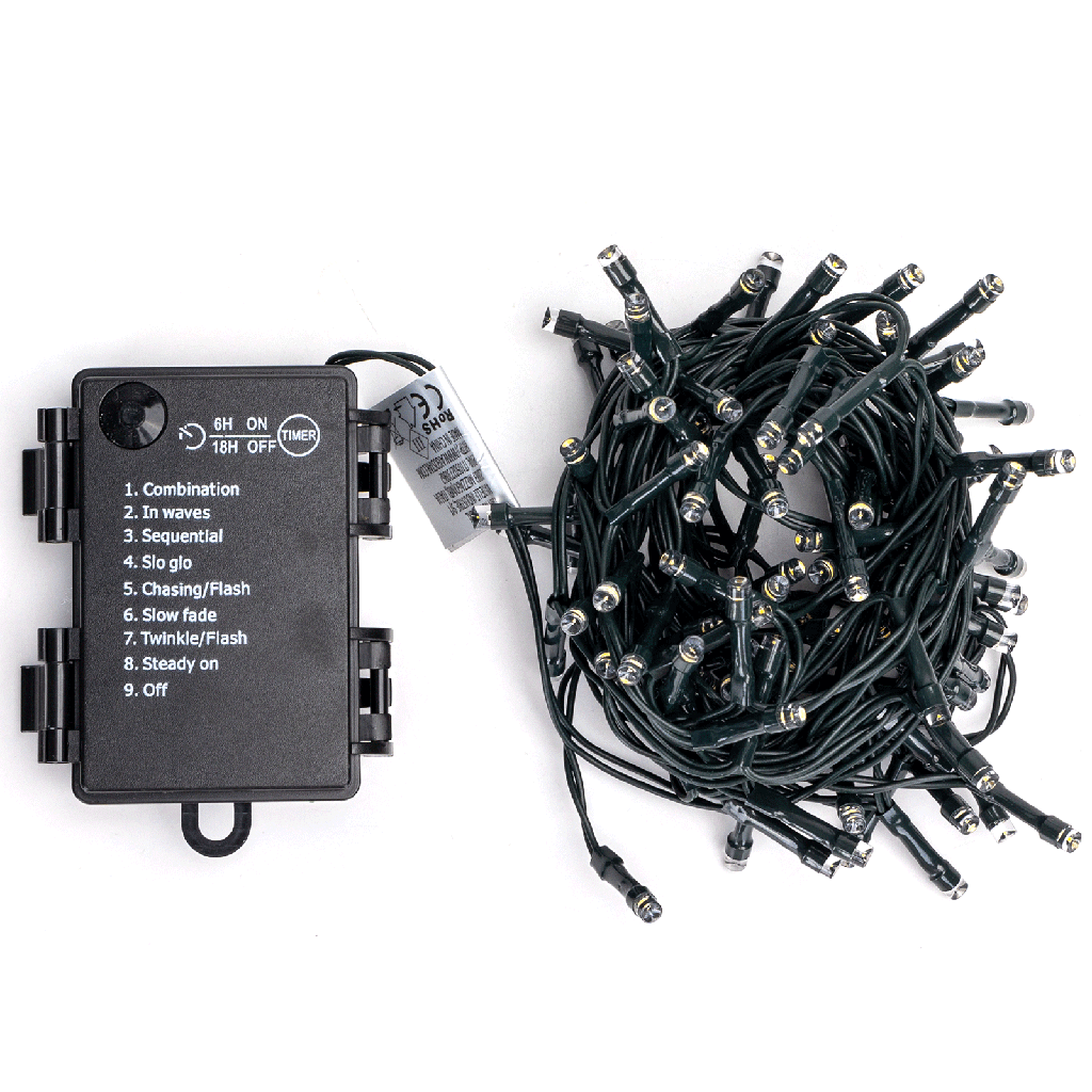 [B10303K2M] 3AA-Batterie-Lichterkette flach, Kaltes Weißt, 5m ,IP44, Innenbereich&Außenbereich