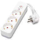 Aigostar L-reeks Duitse stekkerdoos met 3 stopcontacten (Met Schakelaar) 5m 3G1 0mm² wit en grijs korte kabel