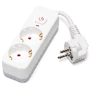 Aigostar L-reeks Duitse stekkerdoos met 2 stopcontacten (Met Schakelaar) 5m 3G1 0mm² wit en grijs korte kabel