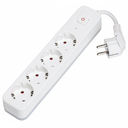 Aigostar L-reeks Duitse stekkerdoos met 4 stopcontacten (Met Schakelaar) 5m 3G1 0mm² wit en grijs korte kabel