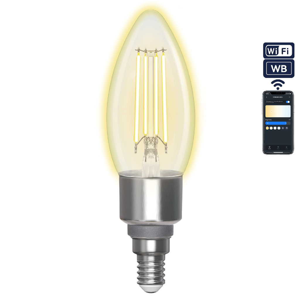 [S10201BS4] WLAN WB Smart Glühbirne mit Glühfaden C35 E14 (Klar)