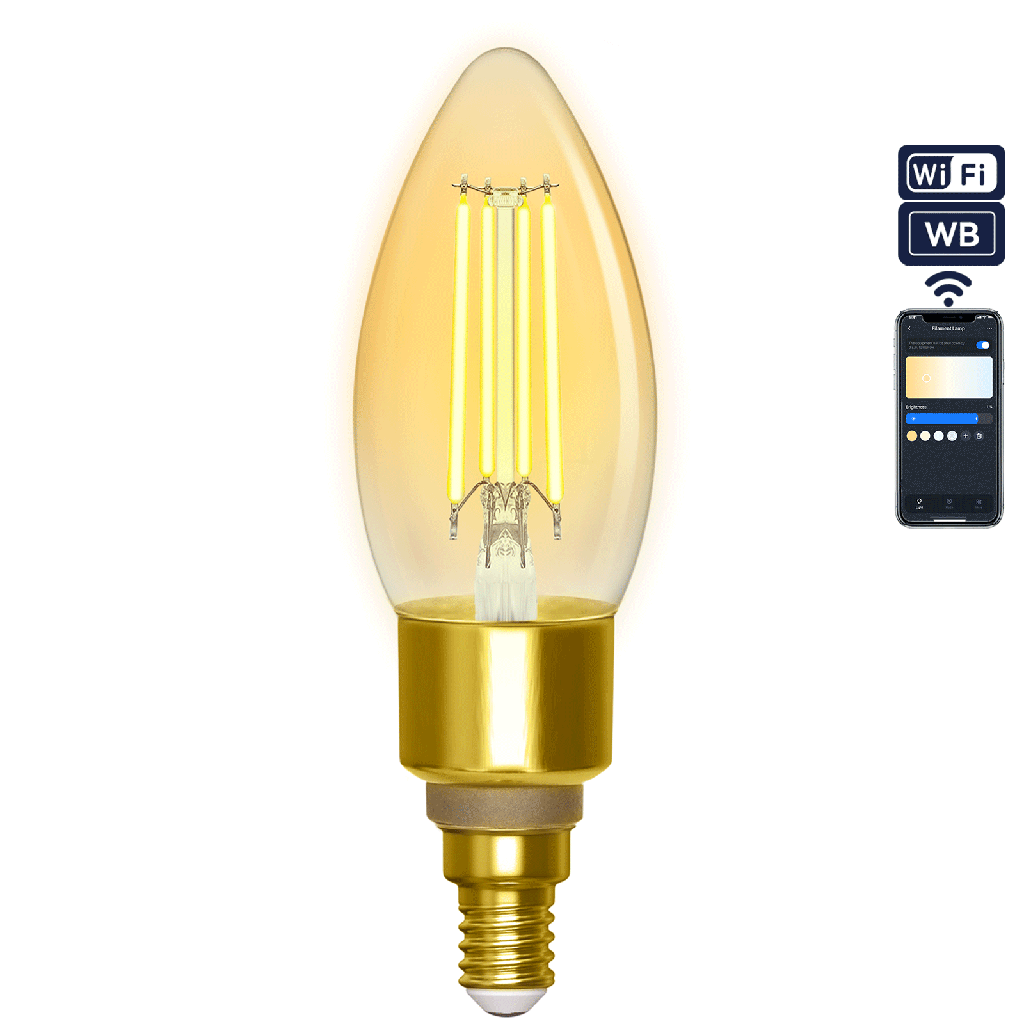 WLAN WB Smart Glühbirne mit Glühfaden C35 E14 (Bernstein)