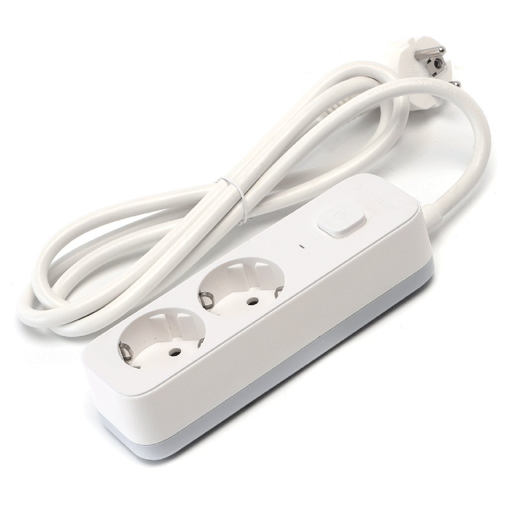 [B20103C1V] Aigostar L-serie Duitse 2-voudige stekkerdoos met schakelaar 1 5M 3G1 5mm² wit en grijs