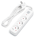 L- Series German 3-Way Power Strip with Switch 1.5M 3G1.0mm² White and Gray