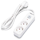 Aigostar L-serie Duitse 2-voudige stekkerdoos met schakelaar 1 5M 3G1 0mm² wit en grijs