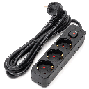 Aigostar L-Serie Duitse 3-voudige stekkerdoos met schakelaar 3M 3G1.5mm² zwart