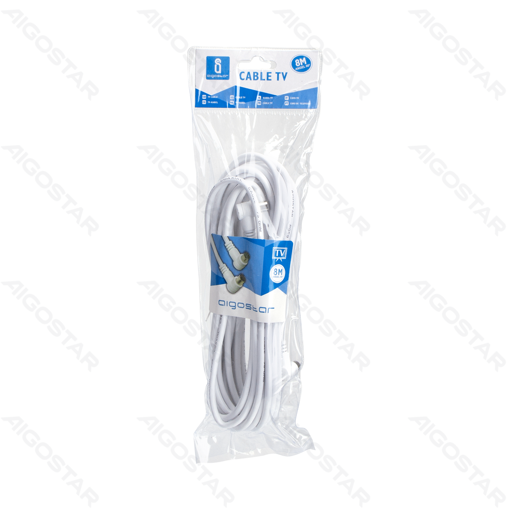 Aigostar TV Kabel 8m Rechte hoek Wit