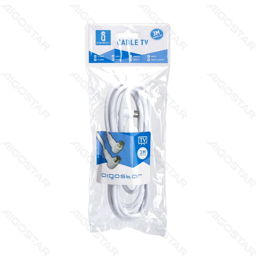 [B20104WSR] Câble TV 3m Angle Droit Blanc