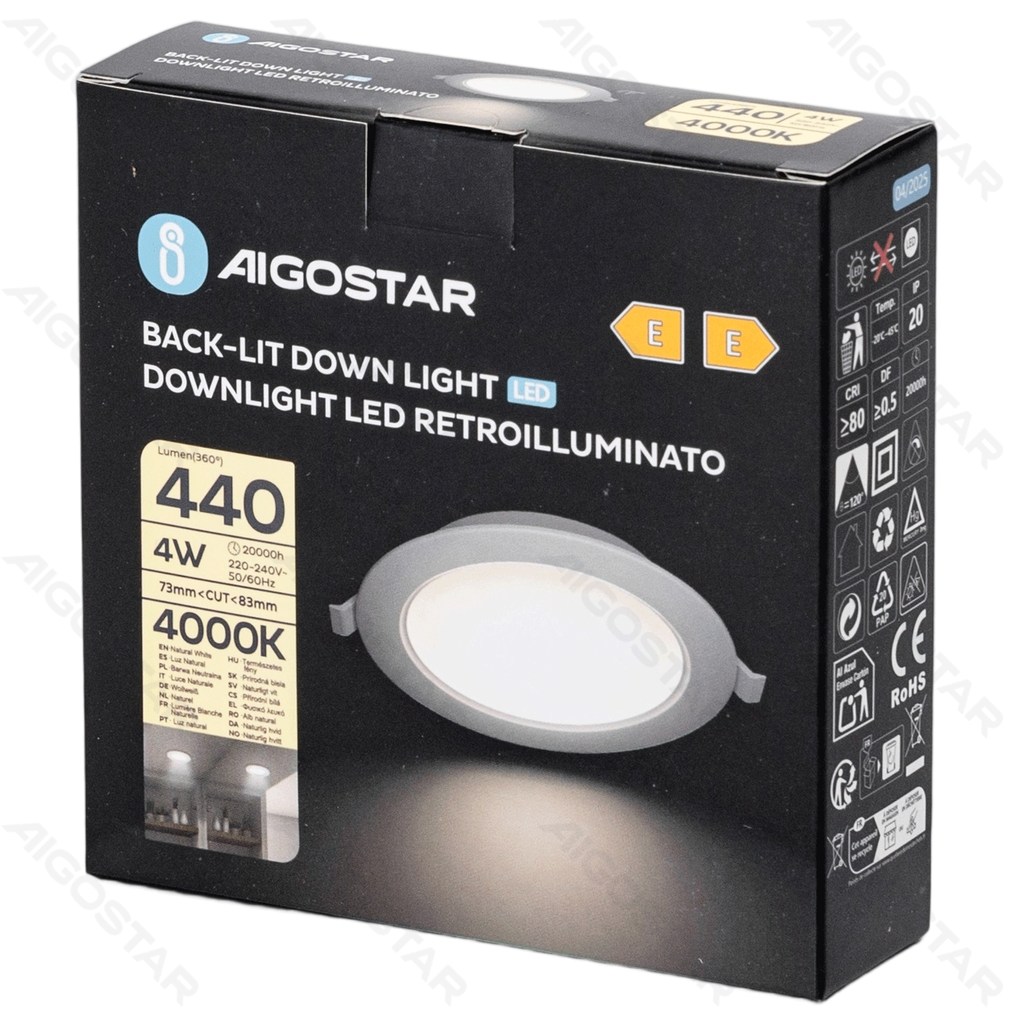 Aigostar E6 LED Inbouw Downlight Rond 4W Natuurlijk Licht