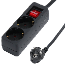 Aigostar Duitse 2-voudige stekkerdoos met schakelaar 1.5M 3G1.5mm² zwart