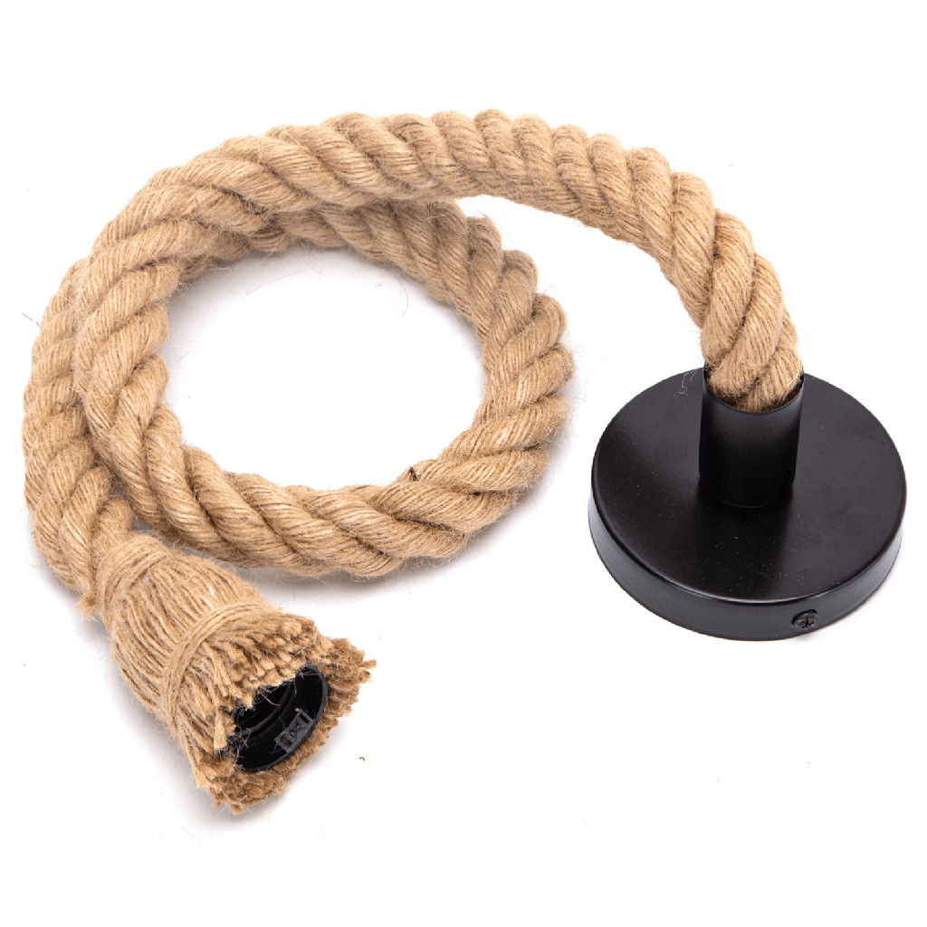 [B20102QOT] E27 Henneptouw Enkele lamphouder 2X0.75mm² 1M Natuurlijke kleur