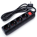Deutsche 4-Fach Steckdosenleiste mit Schalter 1.5M 3G1.5mm² Schwarz