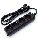 German 4-Way Power Strip Without Switch 1.5M 3G1.5mm² Black