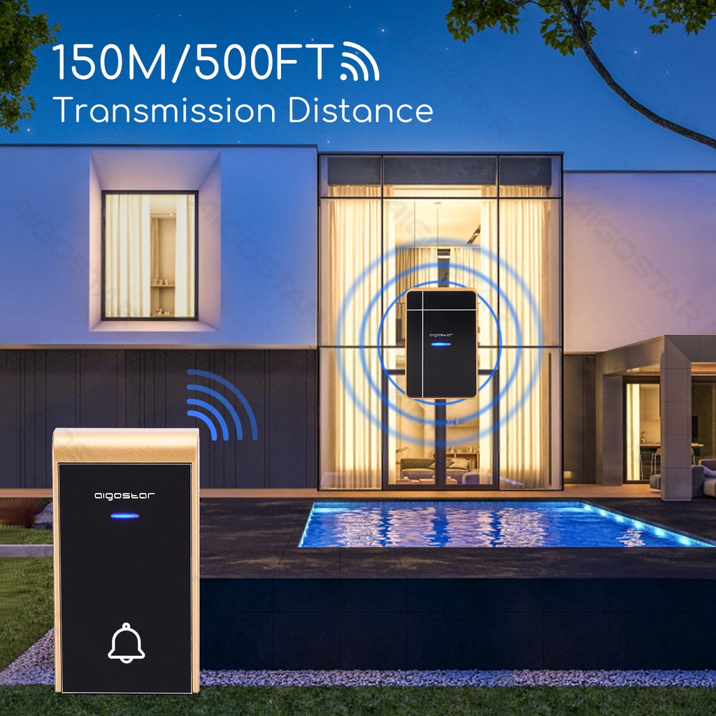 DC Wireless Doorbell Black & Golden