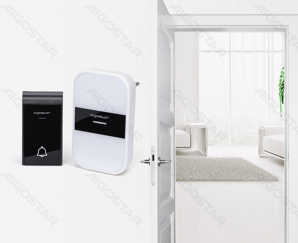 Aigostar AC Draadloze Deurbel Wit & Zwart