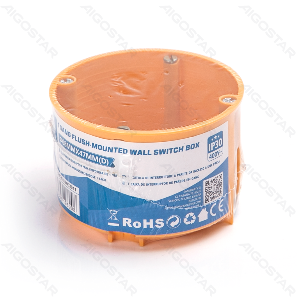 German 1-Gang Flush-Mounted Wall Switch Box Orange