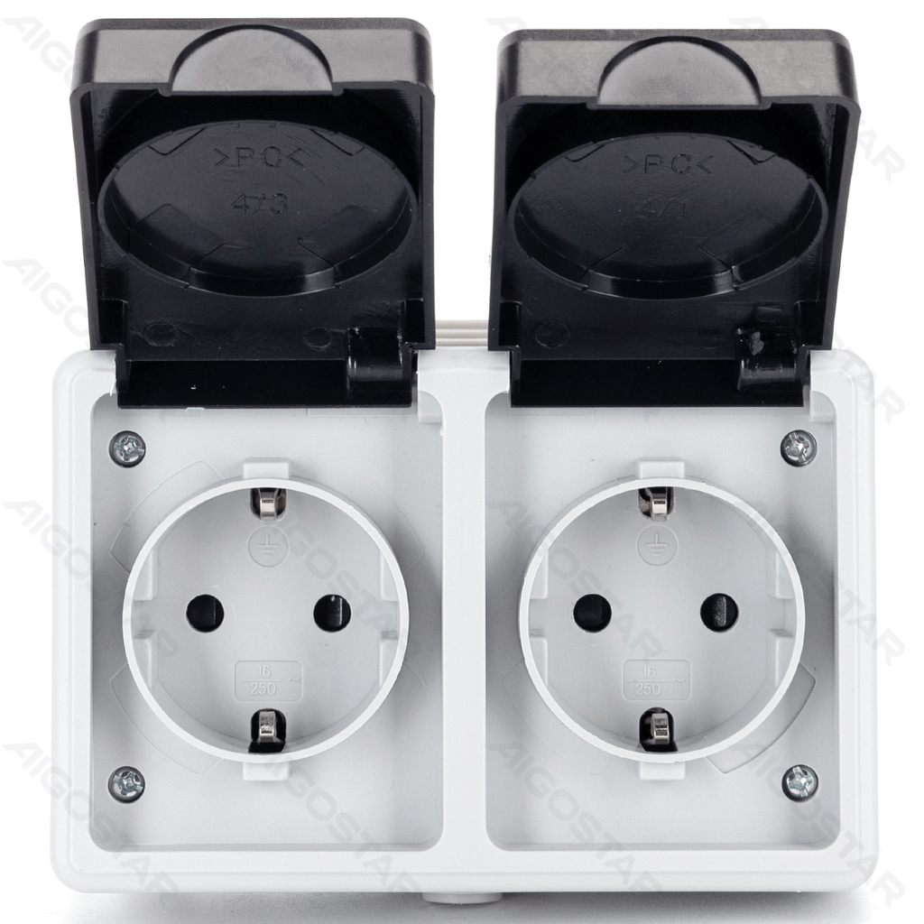 Duitse 2-voudige Opbouw Stekkerdoos Grijs