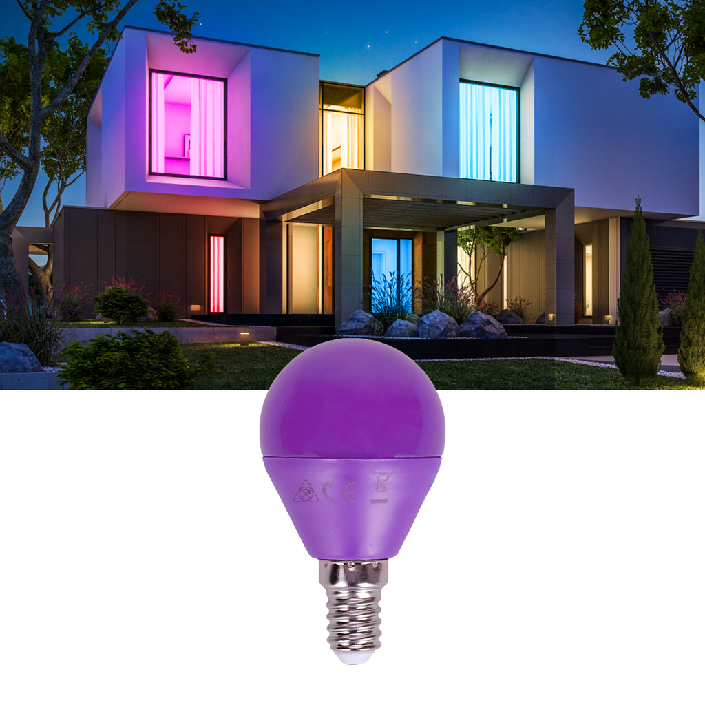 LED Bunte Glühbirne Lila G45 E14,4W