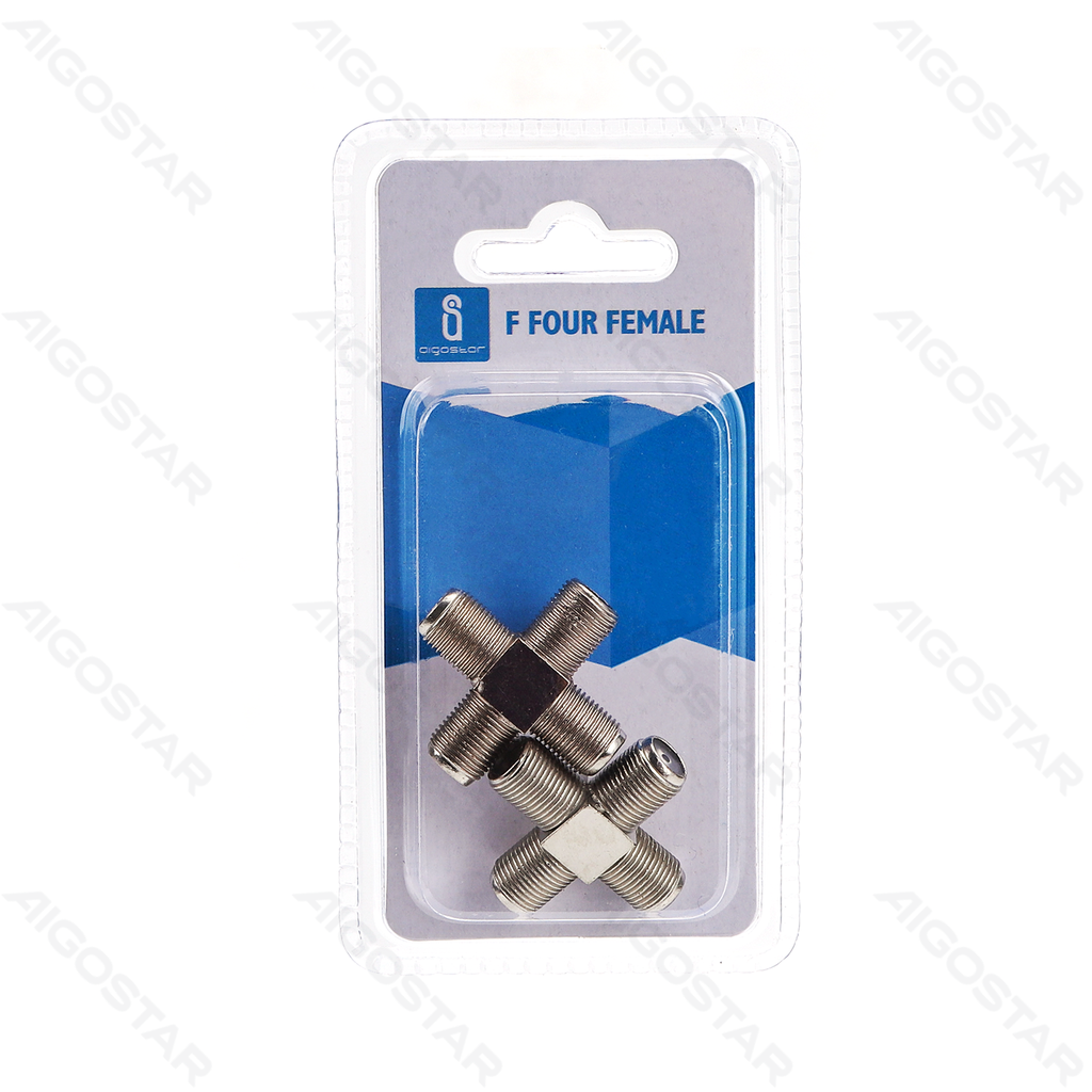 F-Stecker 4-Fach buchse Metall silber