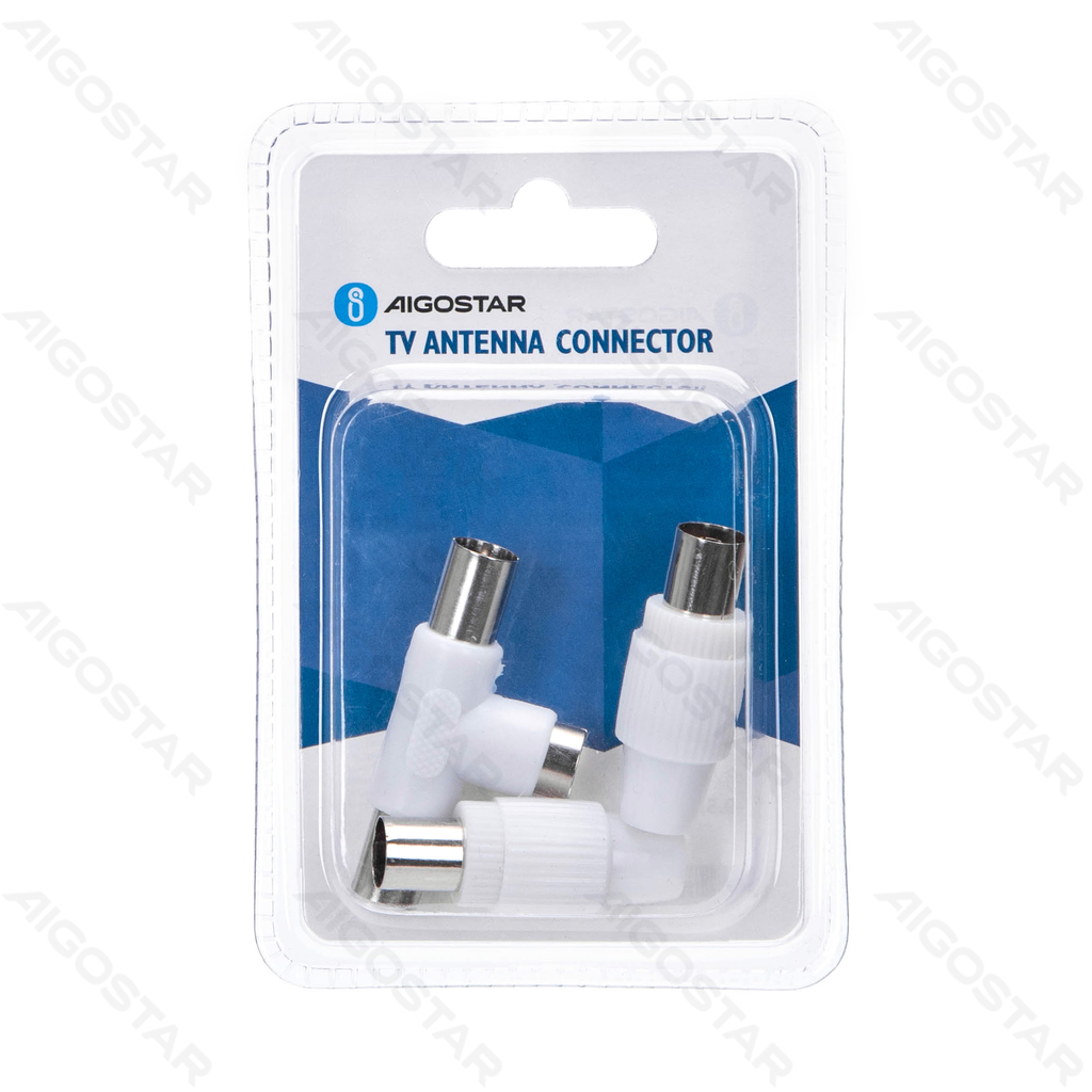 [B20104NNS] TV Antenna Connector TV Jack (2 pcs) & 2* TV Plugs White